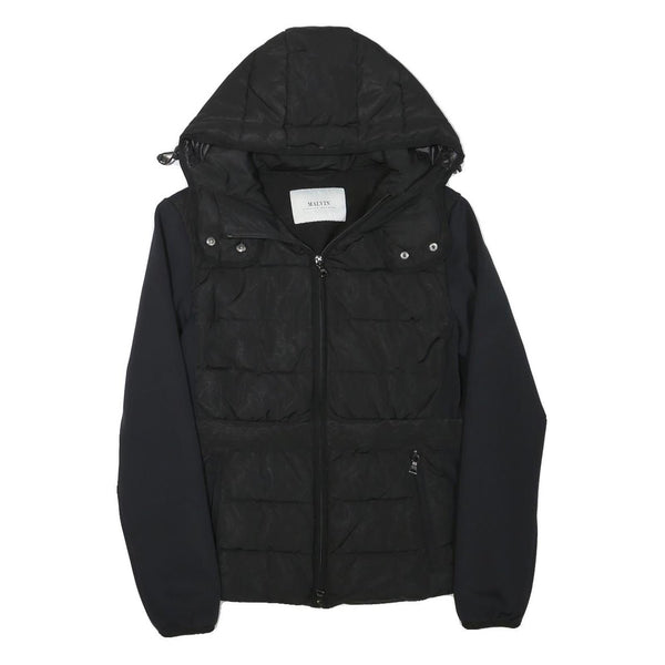 MALVIN Womens Black Outdoor Jacket S Polyester Blend Woven Plain Zip Hooded