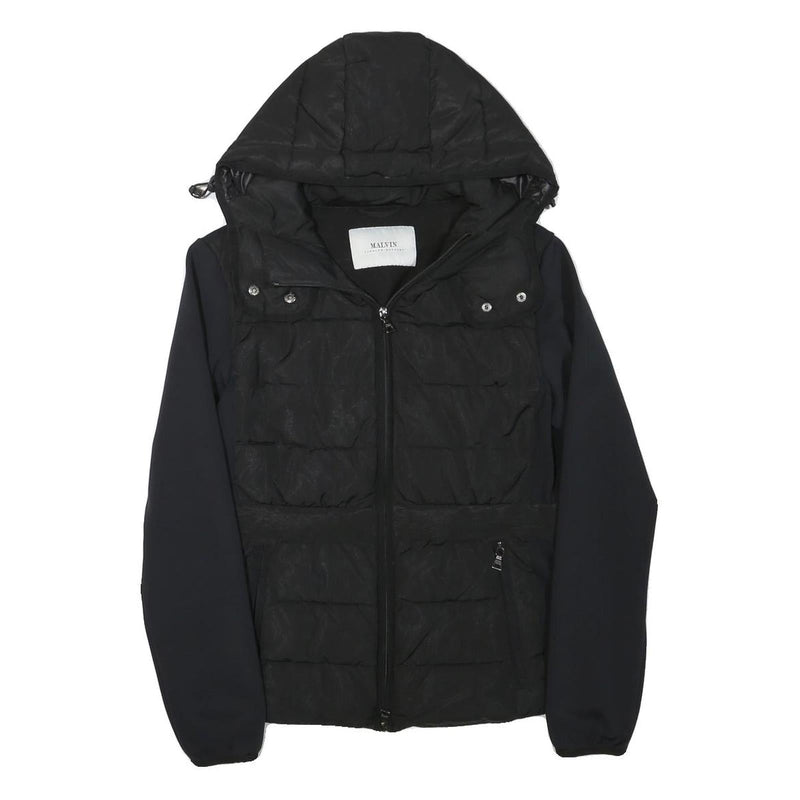 MALVIN Womens Black Outdoor Jacket S Polyester Blend Woven Plain Zip Hooded
