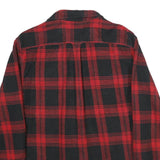 JACHS Mens Red & Black Check Shirt L Button-Down Long Sleeve Cotton Flannel