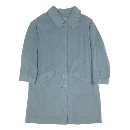 RENE SCHAAD Womens Blue Wool Blend Button Jacket M Classic Plain Stylish