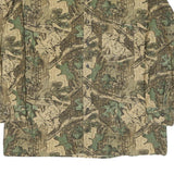 Mens Beige & Green Cotton Camouflage Shirt XL Long Sleeve Button-Up Casual