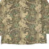 Mens Beige & Green Cotton Camouflage Shirt XL Long Sleeve Button-Up Casual