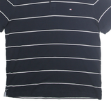 TOMMY HILFIGER Mens Blue & White Striped Short Sleeve Polo Shirt L