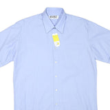 AMSA Mens Blue Short Sleeve Shirt L Cotton Blend Classic Fit Pocket
