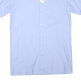 AMSA Mens Blue Short Sleeve Shirt L Cotton Blend Classic Fit Pocket