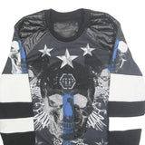 PHILIPP PLEIN Mens Black & White Skull Graphic Crew Neck S Sweatshirt Designer