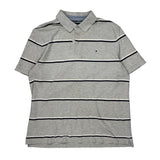 Tommy Hilfiger Striped Polo Shirt - XL Gray Cotton