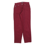 FREEKS Womens Jeans Red Regular Straight Denim W26 L28 Cotton Blend Zip