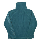 CALVIN KLEIN PERFORMANCE Womens Blue Bomber Jacket L Fleece Zip Logo Sleeve