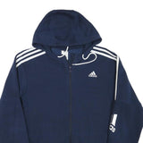 ADIDAS Mens Navy Blue Full Zip Hoodie M Cotton Blend Casual Sportswear
