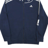 ADIDAS Mens Navy Blue Full Zip Hoodie M Cotton Blend Casual Sportswear
