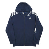 ADIDAS Mens Navy Blue Full Zip Hoodie M Cotton Blend Casual Sportswear