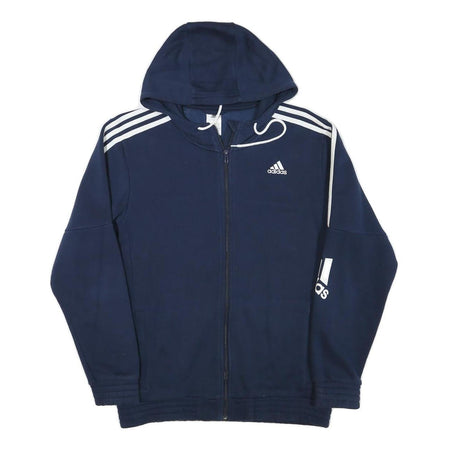 ADIDAS Mens Navy Blue Full Zip Hoodie M Cotton Blend Casual Sportswear