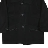 RENE SCHAAD Womens Black Wool Blend Button Jacket L Classic Plain Stylish