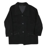 RENE SCHAAD Womens Black Wool Blend Button Jacket L Classic Plain Stylish