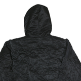NILS Womens Black Hooded Zip Jacket M Polyester Quilted Elastic Hem
