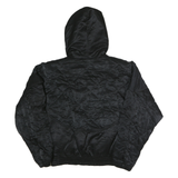 NILS Womens Black Hooded Zip Jacket M Polyester Quilted Elastic Hem