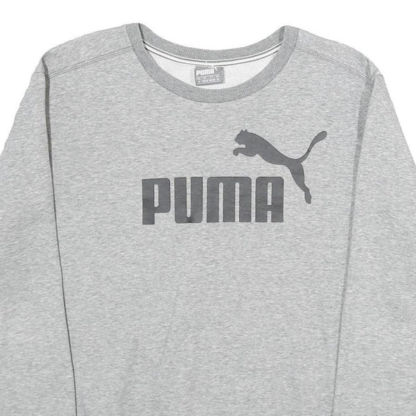 PUMA Mens Grey Cotton Blend Crew Neck M Sweatshirt Logo Print Casual