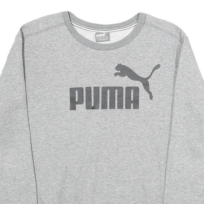 PUMA Mens Grey Cotton Blend Crew Neck M Sweatshirt Logo Print Casual