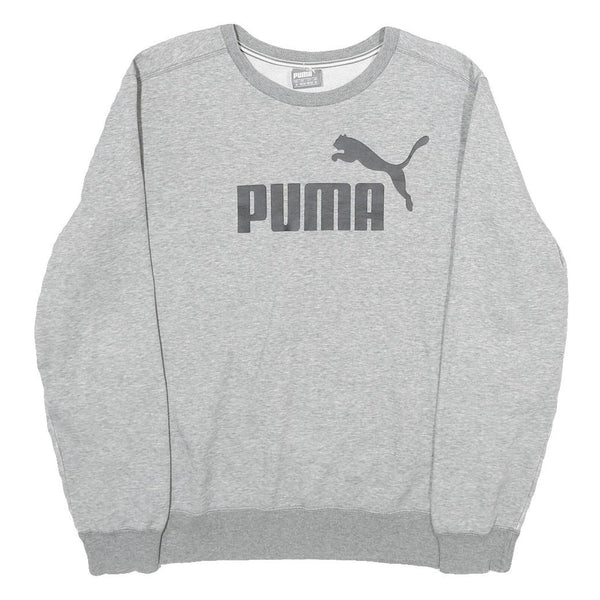 PUMA Mens Grey Cotton Blend Crew Neck M Sweatshirt Logo Print Casual