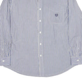 CHAPS Mens Blue & White Striped Cotton Shirt M Classic Button Down
