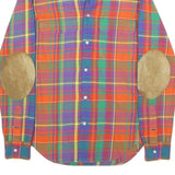 RALPH LAUREN Womens Orange & Purple Plaid Shirt S Cotton Long Sleeve Button