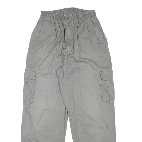 Womens Relaxed Grey Cotton Blend Zip Cargo Trousers W24 L27 Comfortable Casual