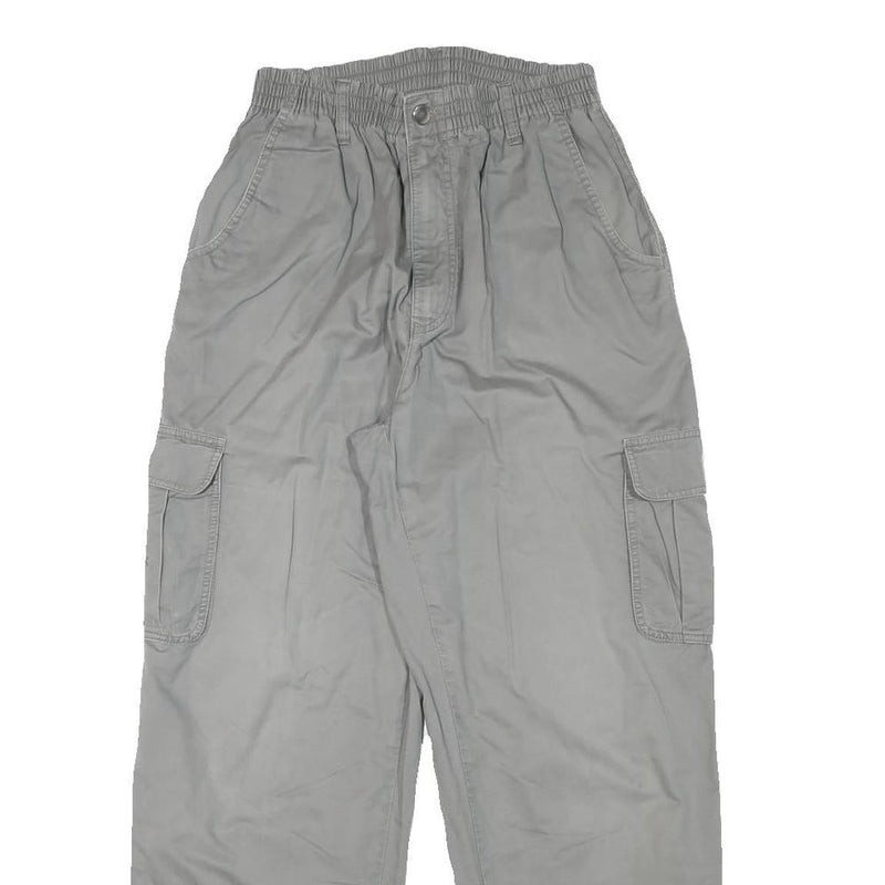 Womens Relaxed Grey Cotton Blend Zip Cargo Trousers W24 L27 Comfortable Casual