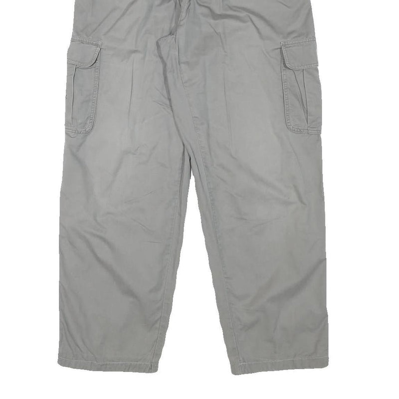 Womens Relaxed Grey Cotton Blend Zip Cargo Trousers W24 L27 Comfortable Casual