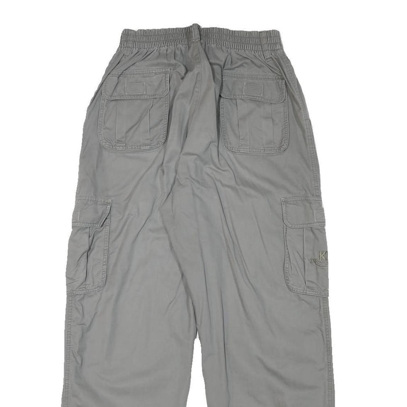 Womens Relaxed Grey Cotton Blend Zip Cargo Trousers W24 L27 Comfortable Casual