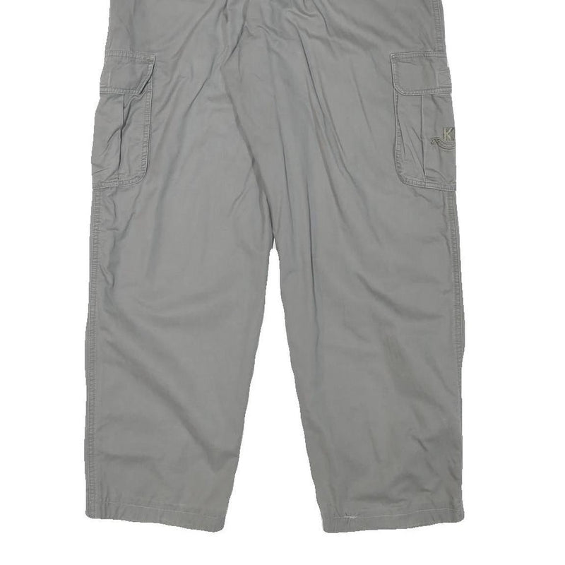 Womens Relaxed Grey Cotton Blend Zip Cargo Trousers W24 L27 Comfortable Casual