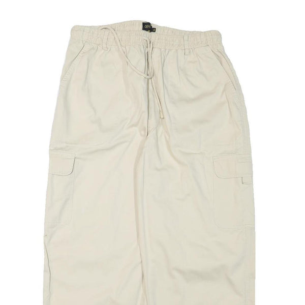 GSWD Womens Cotton Blend Cream Relaxed Cargo Drawstring Trousers W30 L25