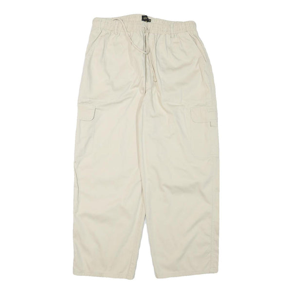GSWD Womens Cotton Blend Cream Relaxed Cargo Drawstring Trousers W30 L25