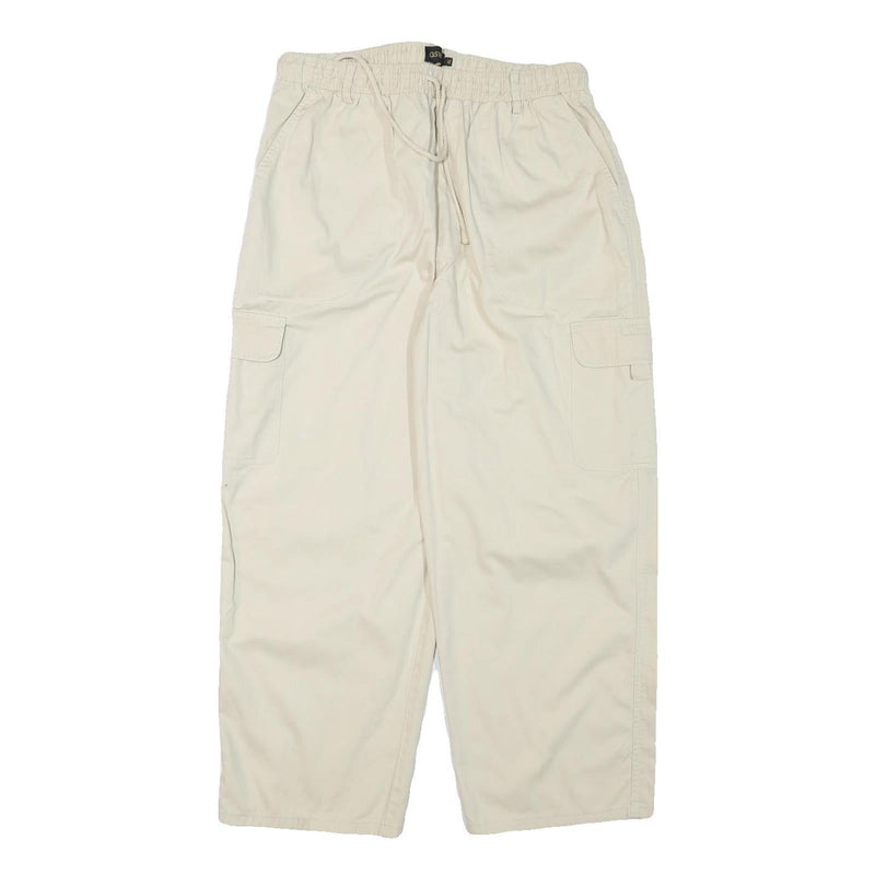 GSWD Womens Cotton Blend Cream Relaxed Cargo Drawstring Trousers W30 L25