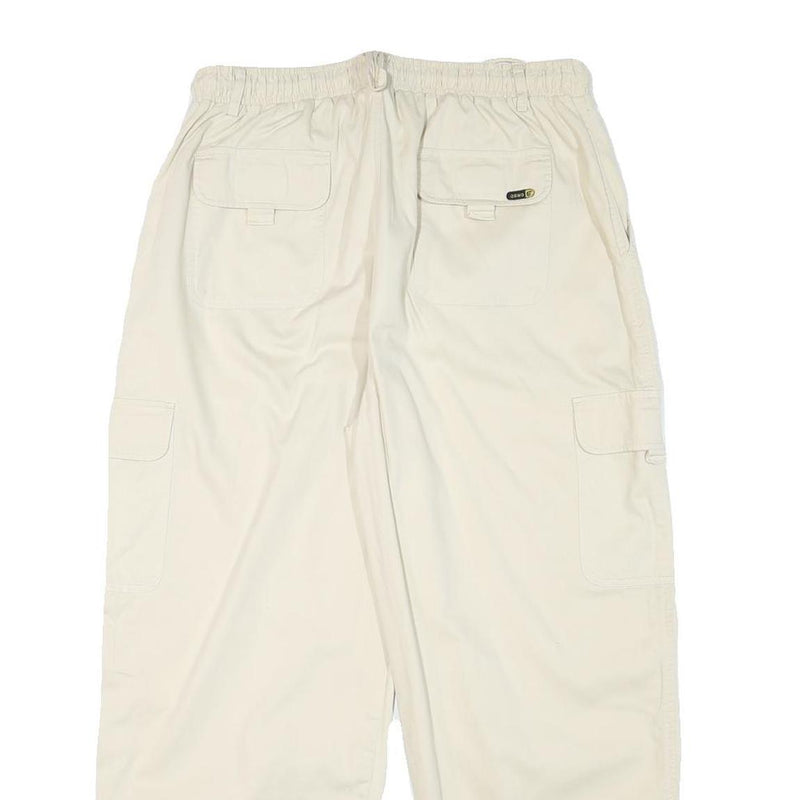 GSWD Womens Cotton Blend Cream Relaxed Cargo Drawstring Trousers W30 L25
