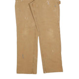 CARHARTT Mens Cotton Blend Beige Relaxed Straight Trousers W34 L32 Workwear