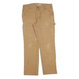 CARHARTT Mens Cotton Blend Beige Relaxed Straight Trousers W34 L32 Workwear