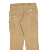 CARHARTT Mens Cotton Blend Beige Relaxed Straight Trousers W34 L32 Workwear