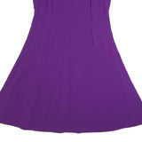 MARINA RINALDI Womens Purple Fit & Flare Polyester Blend Short Sleeve Midi Dress