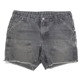 CARHARTT Womens Shorts Black Casual Cotton Blend M W30 Distressed Raw Hem