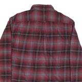 JACHS Mens Red & Grey Plaid Shirt M Cotton Blend Casual Long Sleeve Button