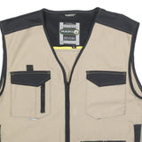 PANOPLY Mens Beige & Black Cotton Blend Zip Jacket L Casual Utility Vest