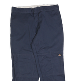 DICKIES Mens Cotton Blend Navy Loose Straight Trousers W36 L30 Workwear Utility