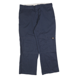 DICKIES Mens Cotton Blend Navy Loose Straight Trousers W36 L30 Workwear Utility
