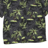 PURITAN Mens Black & Green Palm Tree Print Cotton Blend Shirt M Summer Casual