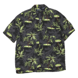 PURITAN Mens Black & Green Palm Tree Print Cotton Blend Shirt M Summer Casual