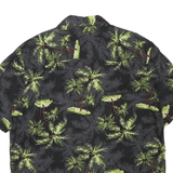 PURITAN Mens Black & Green Palm Tree Print Cotton Blend Shirt M Summer Casual