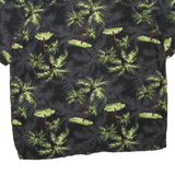 PURITAN Mens Black & Green Palm Tree Print Cotton Blend Shirt M Summer Casual