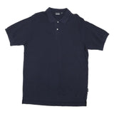 NAUTICA Mens Navy Blue Short Sleeve Plain Polo Shirt L Cotton Blend Casual