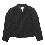 COVINGTON Womens Black Pinstripe Jacket Button UK 12 Polyester Blend Classic